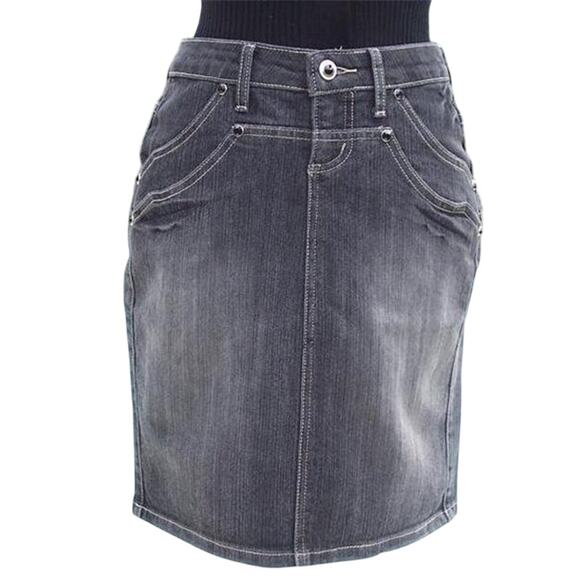 Cache Denim Black Gray Wash Rhinestone Stud Detail Skirt New Stretch $98 NWT - Picture 1 of 5